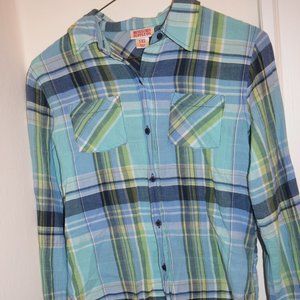 Women's plaid button down shirt -  size XS